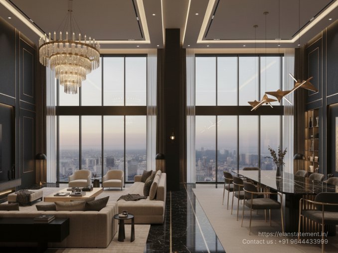 4 BHK Luxury Apartment at Elan The Statement Sector 49 Gurgaon - Spacious Living Room